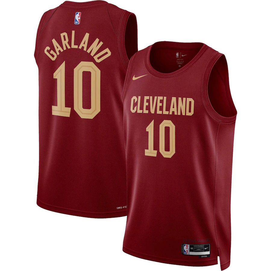 Men Cleveland Cavaliers #10 Darius Garland Nike Wine Icon Edition 2022-23 Swingman NBA Jersey->boston celtics->NBA Jersey